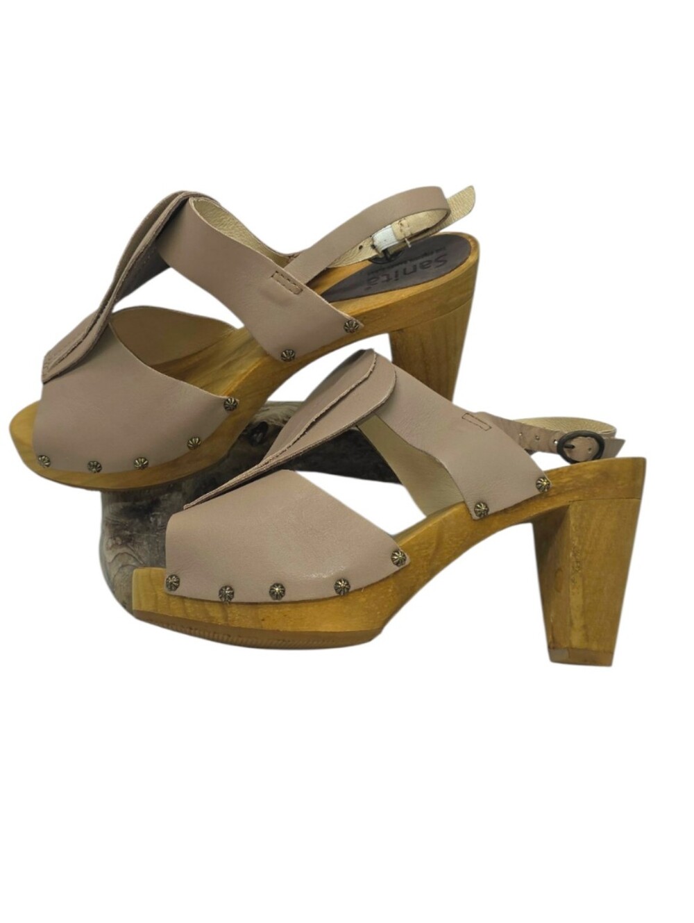 Sanita Magda Plateau Wooden Heel Sandals NIB Beige Leather EU 39 US 8.5 - Picture 3 of 9
